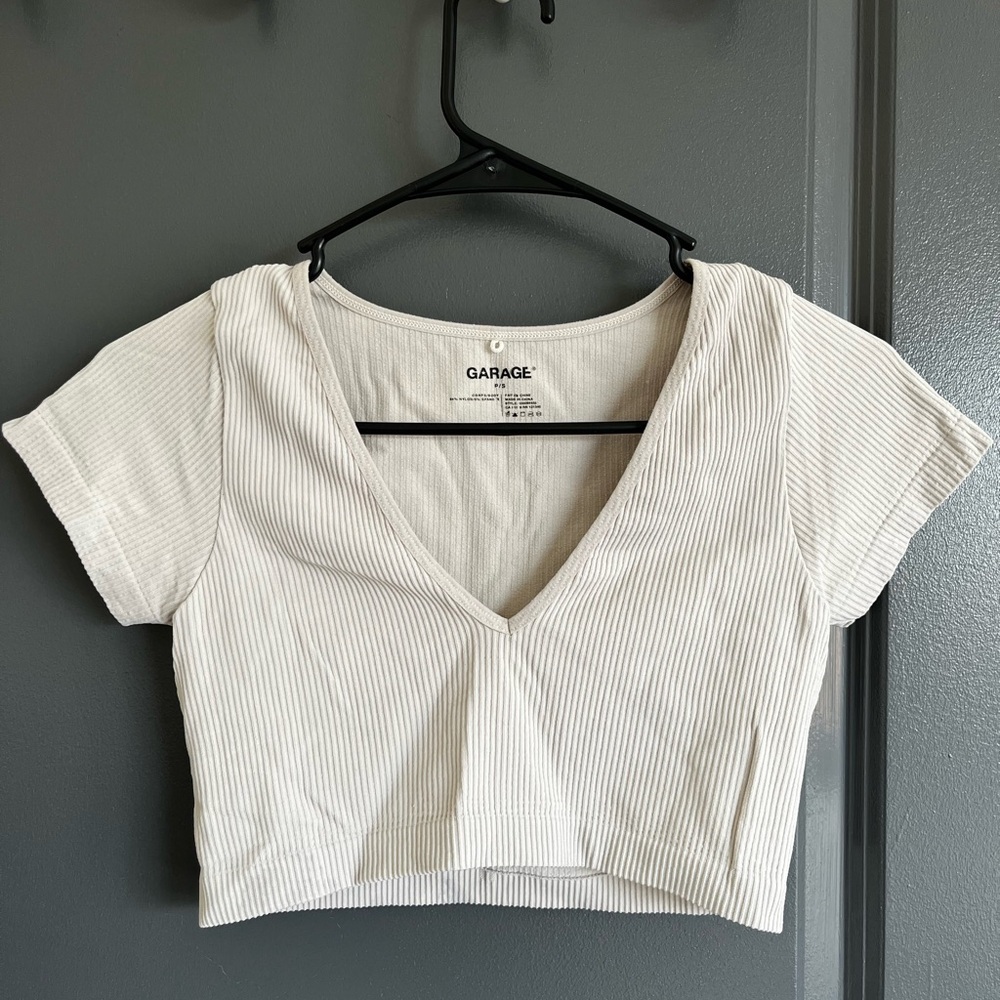 Garage Cream Fitted Crop Top